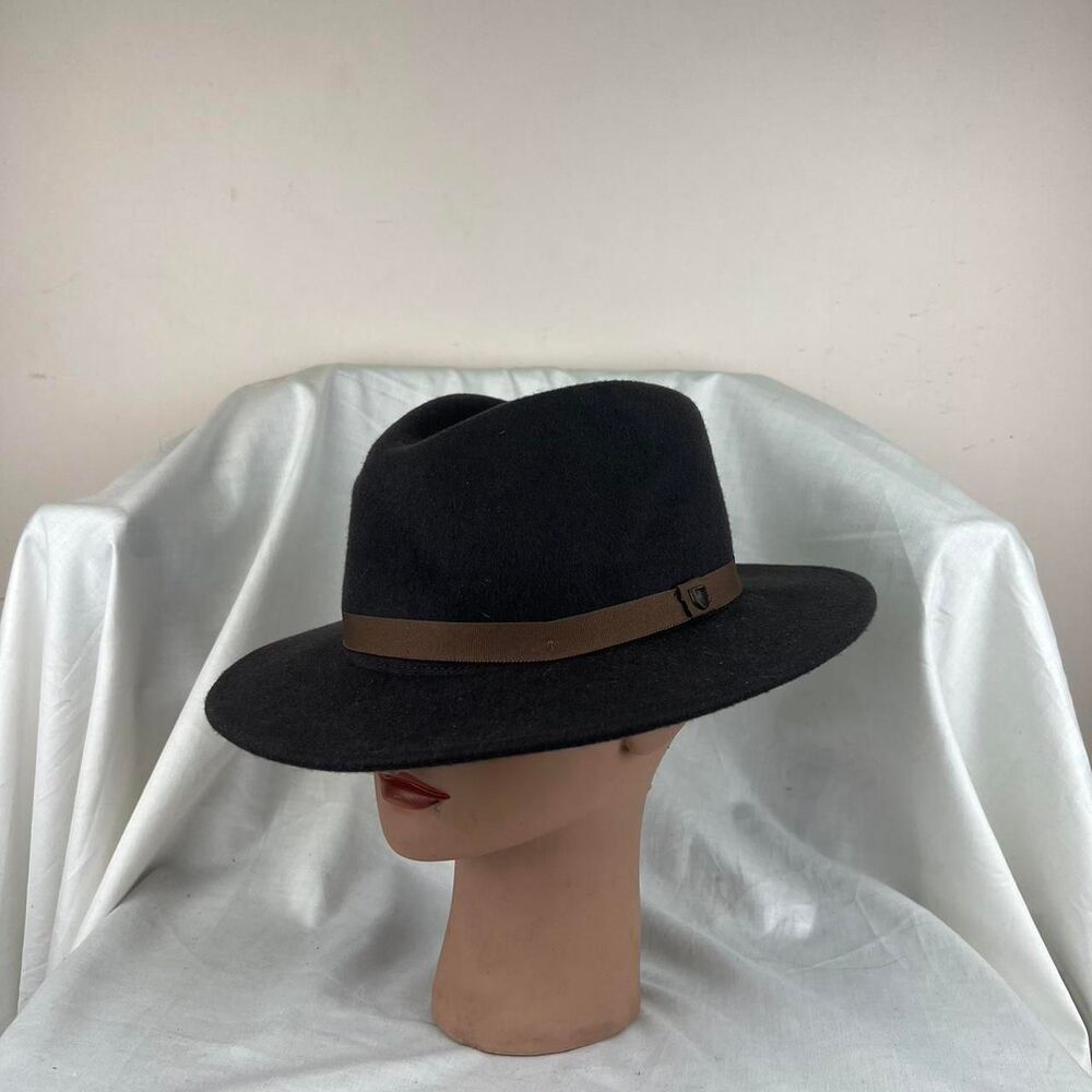 Brixton Messer Fedora Brown Hat With Brown Leather Size S